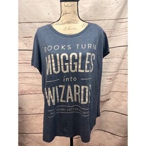 Out of Print Harry Potter Alliance Muggles Into Wizards Graphic Tee Blue 3X NWT
